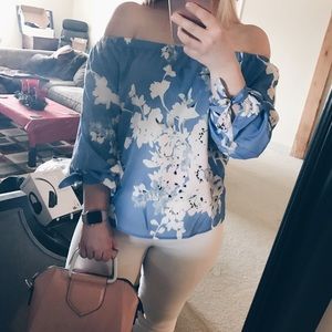 Off the shoulder floral shirt